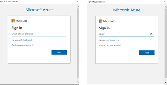 Azure login Prompt