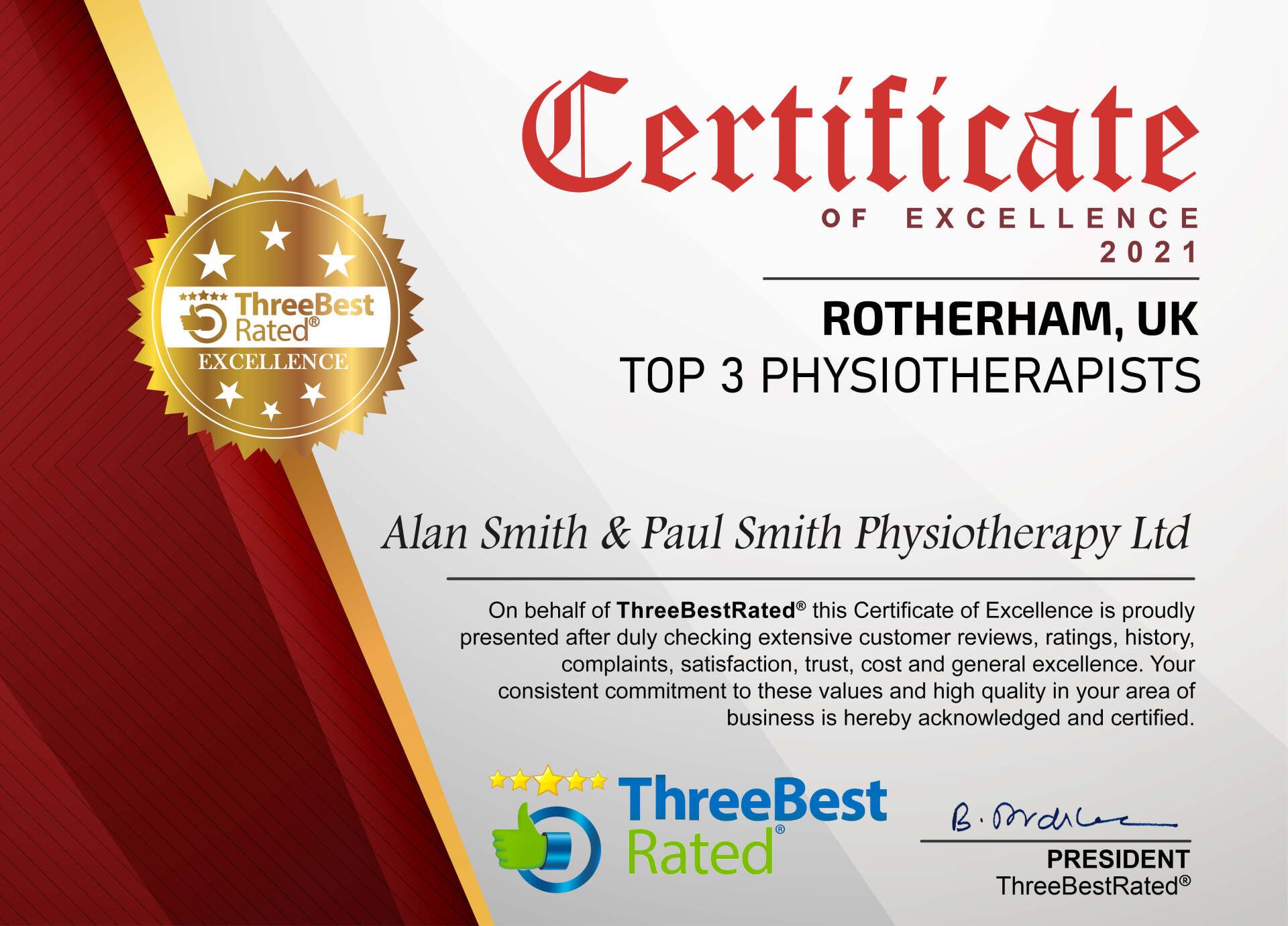 certificate of excellence