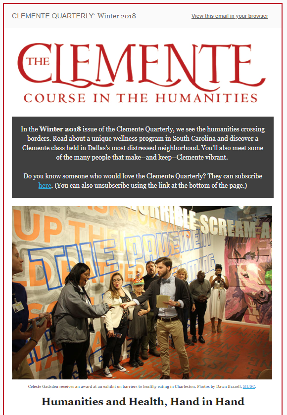 Winter 2018 Clemente Quarterly