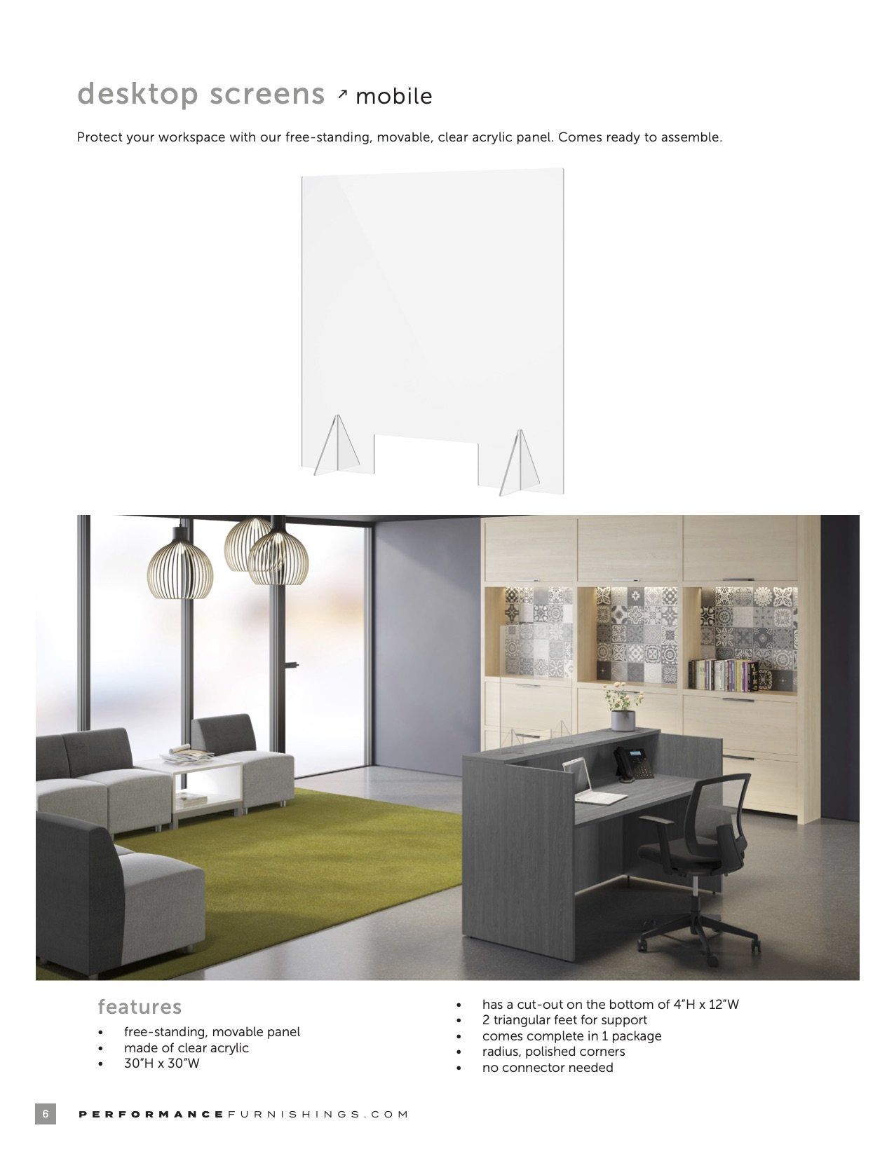 White desktop screen with silver supports, in a modern office setting.