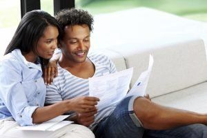 happy couple at home