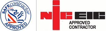 A safe contractor approved logo next to an approved contractor logo