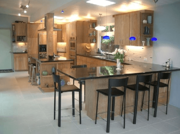 Open kitchen remodeling floor plan with custom cabinets