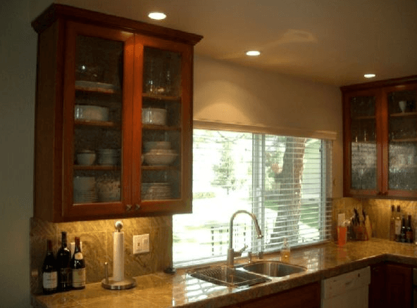 Above the sink custom cabinets for a kitchen remodeling project in Santa Clara, CA