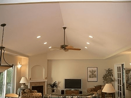 living room with ceiling fan