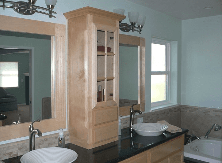 Bathroom vanity with wood custom cabinets