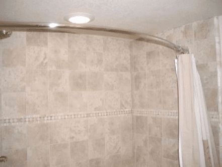 Interior of a shower enclosure with custom stone walls