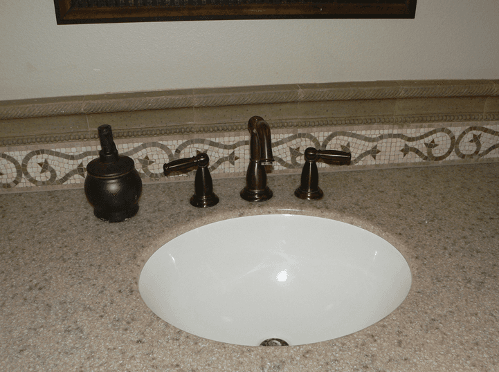 Bronze bathroom sink and custom tile work in Santa Clara, CA