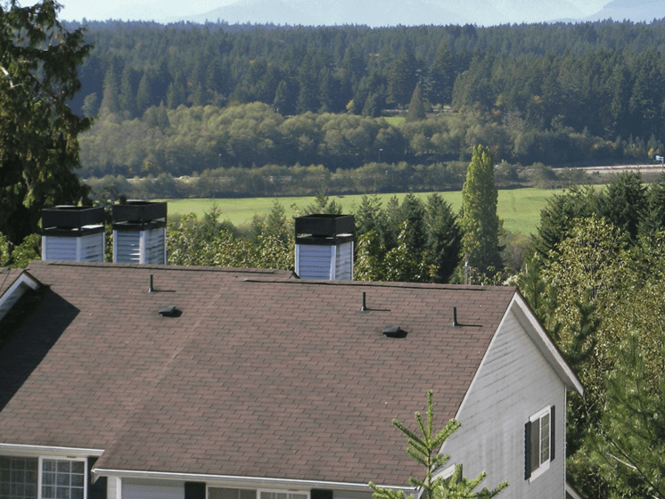Exterior of apartments with trees in background