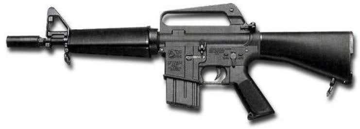 Black M16 rifle on a white background.