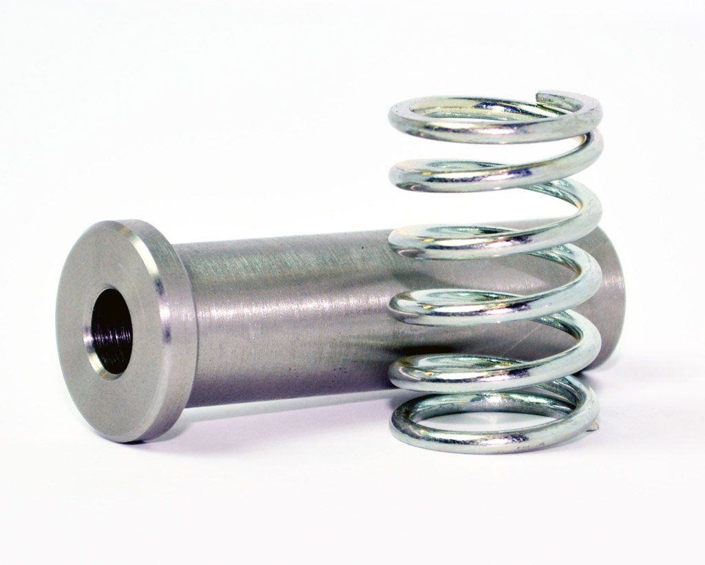 Phoenix Weaponry Suppressor Thread Adapter Metal cylinder with a spring, likely a mechanical component.