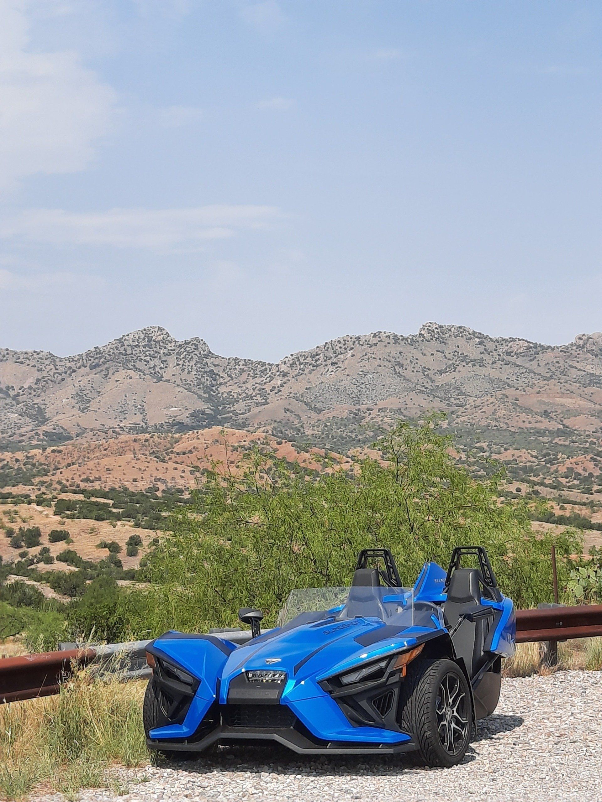 Polaris Slingshot parked at Tucson Mountain Park