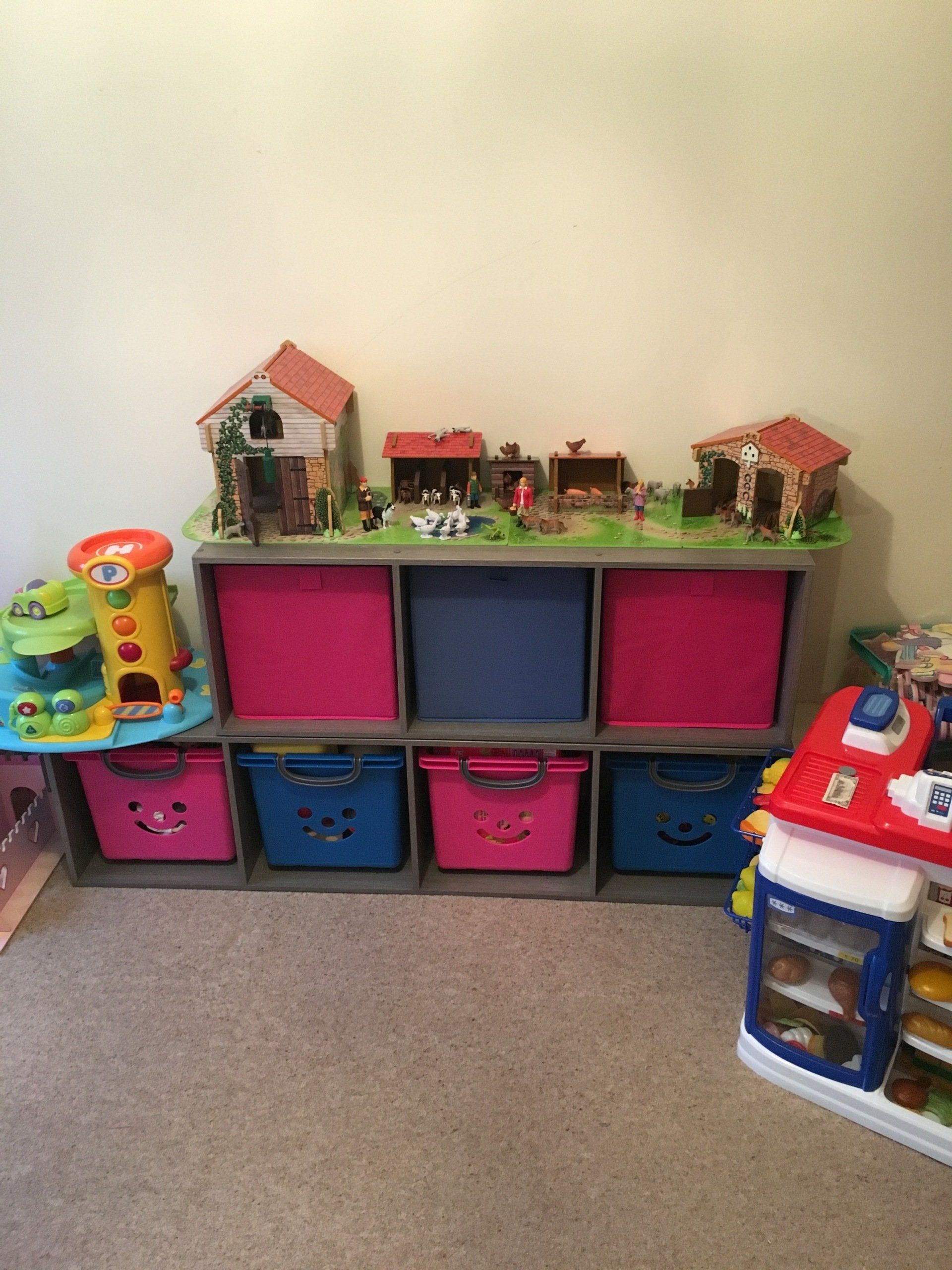The Ikea Kallax  used in child's bedroom to organise and store toys
