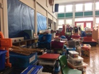 Cluttered floor space in after school club
