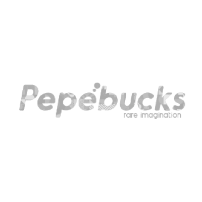 A black and white logo for pepe bucks rare imagination