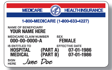A medicare health insurance card for jane doc