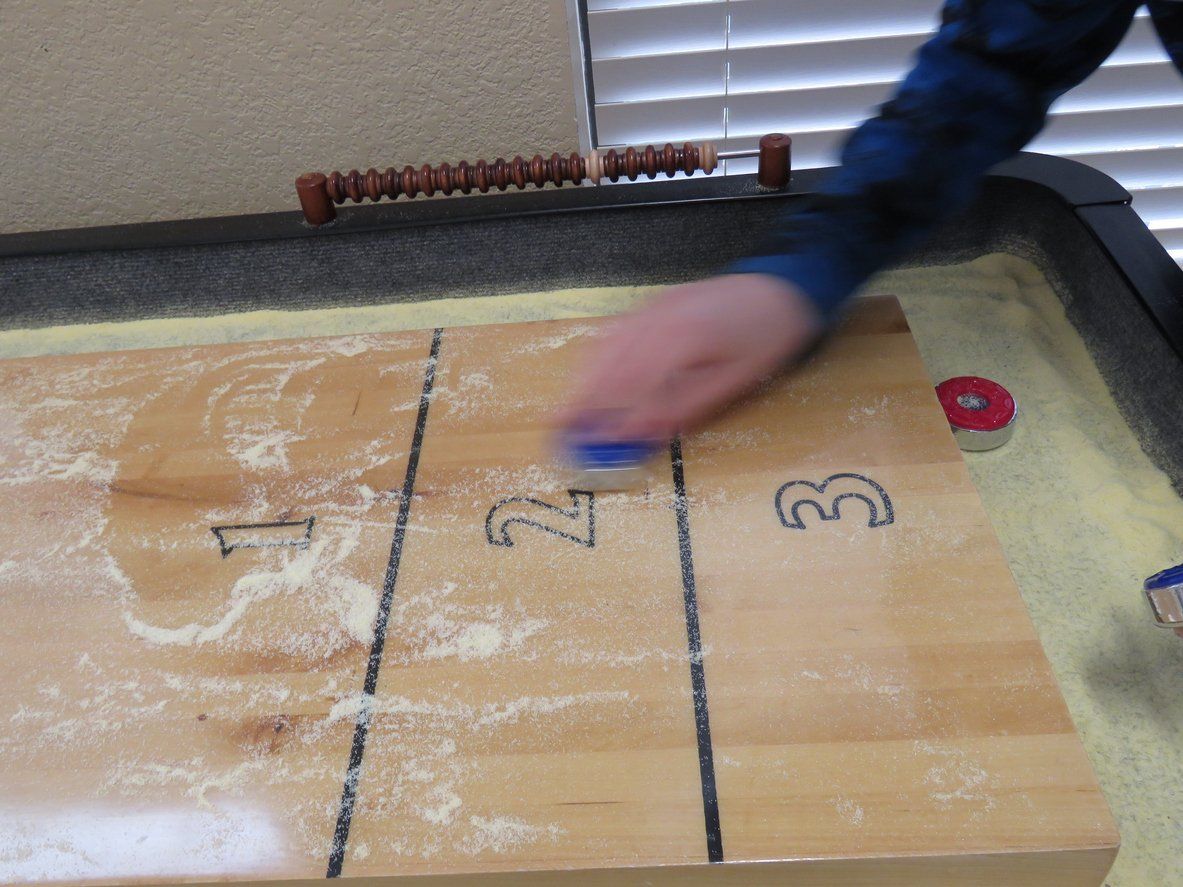shuffleboard table set up