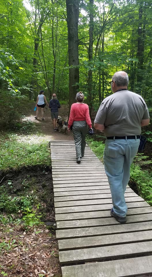 Dogs and their humans enjoying our outdoor dog training class in Newark, VT