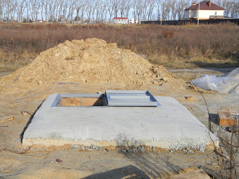 an excavation for septic tank
