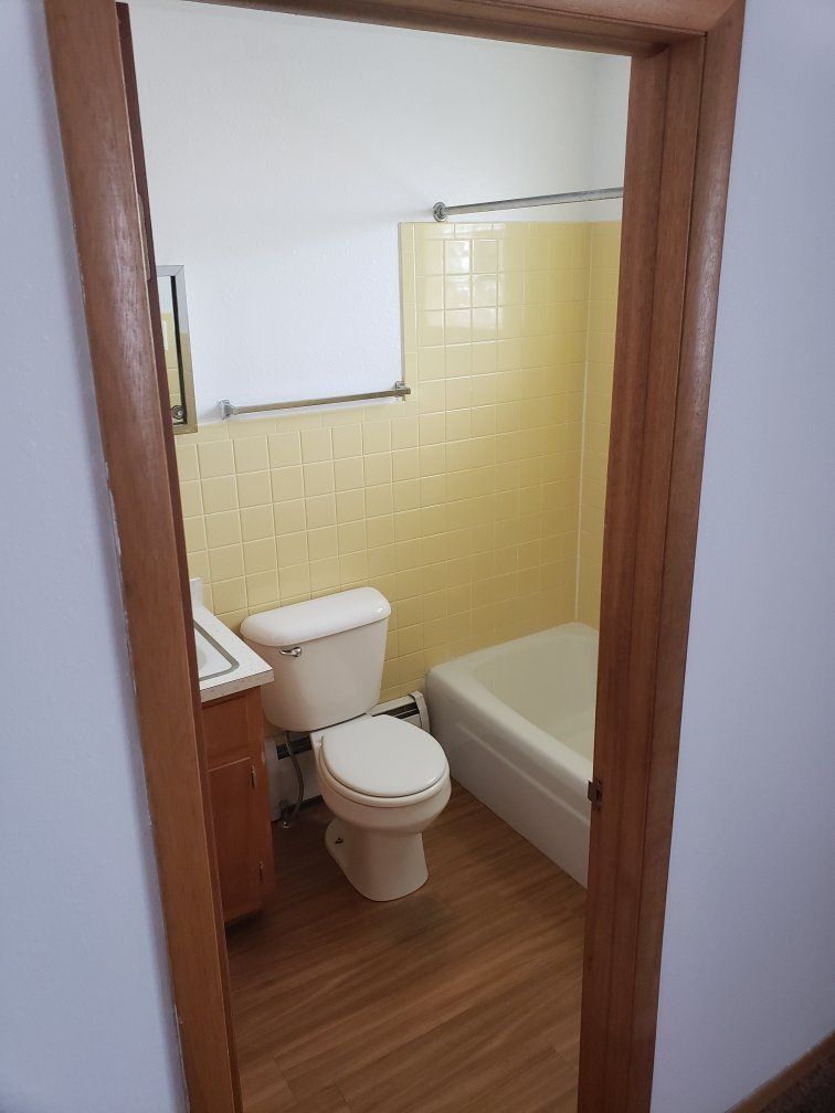 Interior of doorway to bathroom