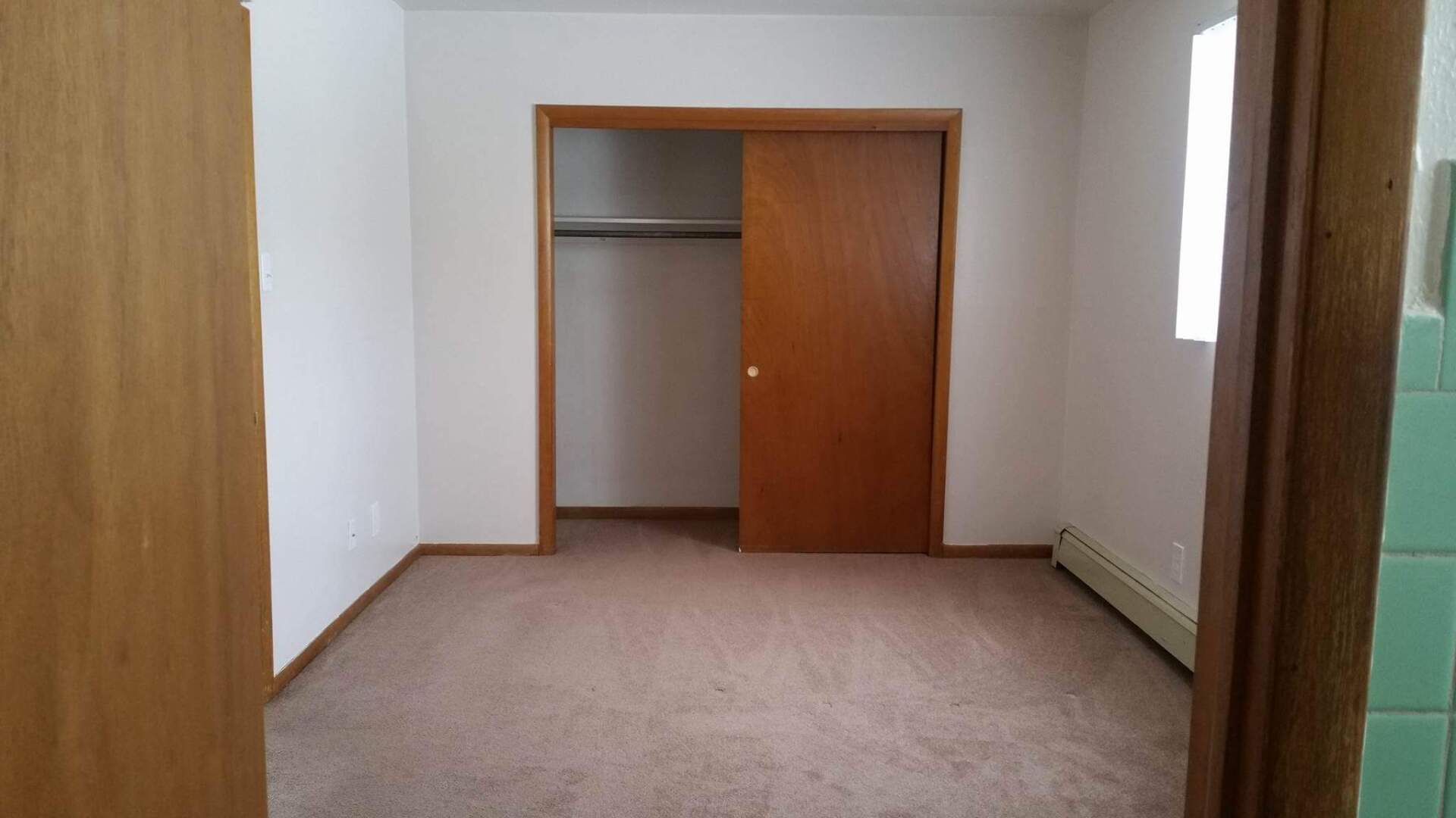 Interior of large sliding door closet