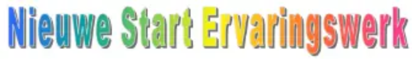Rainbow text: Nieuwe Start Ervaringswerk.