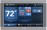 Digital thermostat displaying 72°F inside, set to heating, and 51°F outside with a cloudy icon.