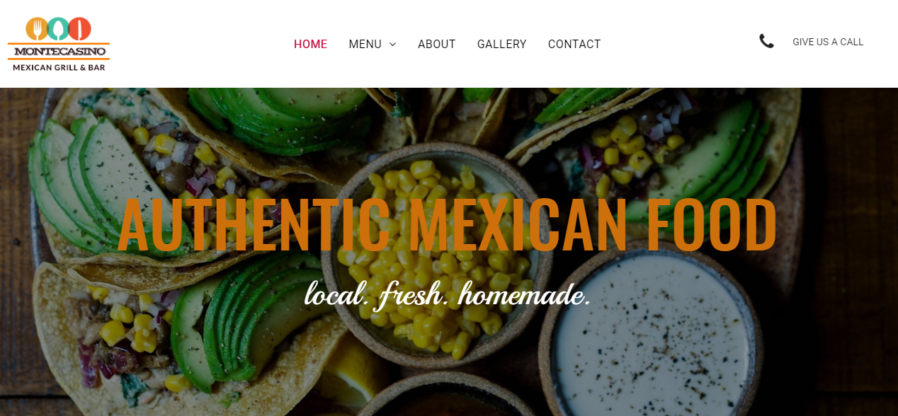 A screenshot of the website for authentic mexican food.