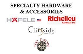 A collage of logos for specialty hardware and accessories