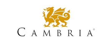 A logo for cambria with a dragon on it