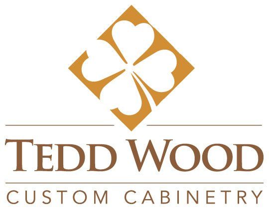 A logo for a company called teddy wood custom cabinetry