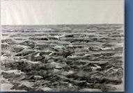 Een monochrome aquarel van de oceaan