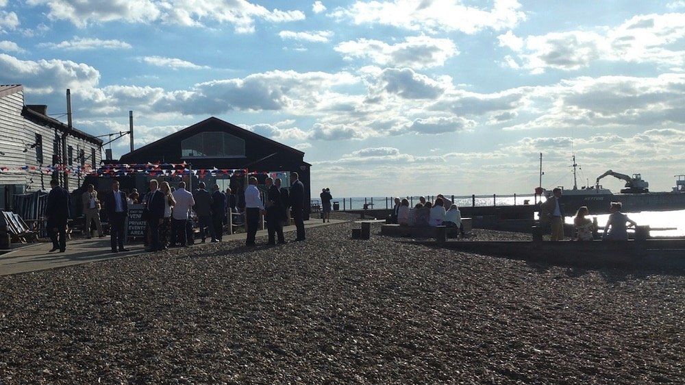 On the beach at the East Quay Venue. Summer wedding live-wedding-entertainment-kent