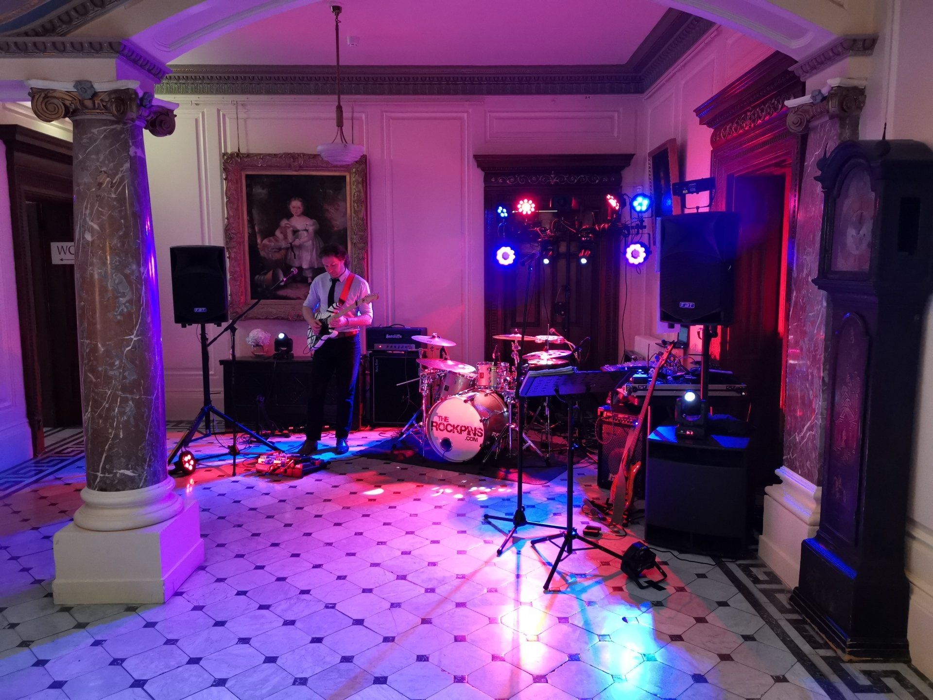 Set up and ready to go at Mount Ephraim wedding band feedback for The RockPins