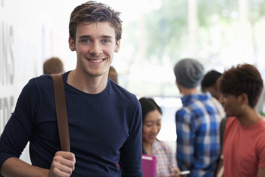 young man with backpack
