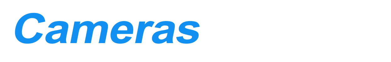 The word cameras is written in blue on a white background