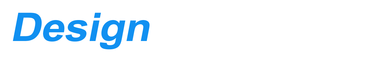 The word design is written in blue on a white background