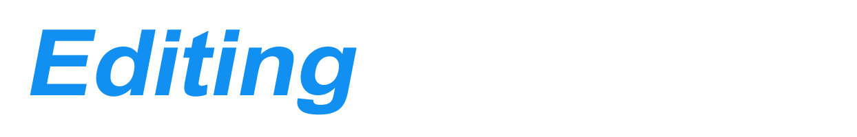 The word editing is written in blue on a white background