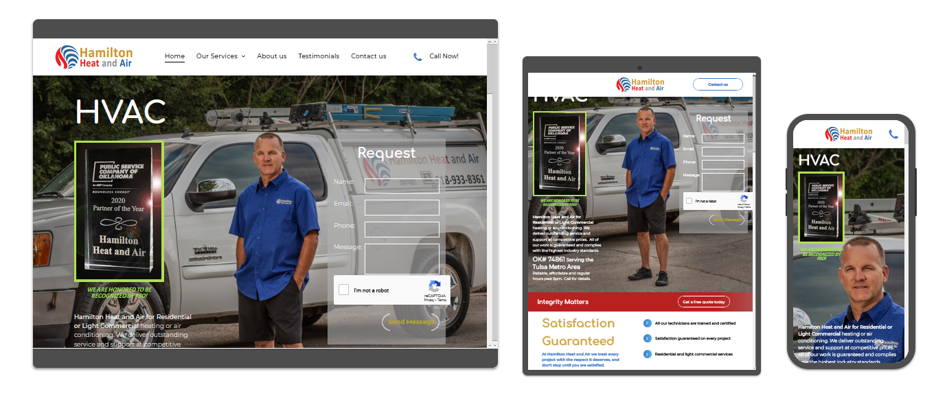 A man is standing in front of a truck on a website.