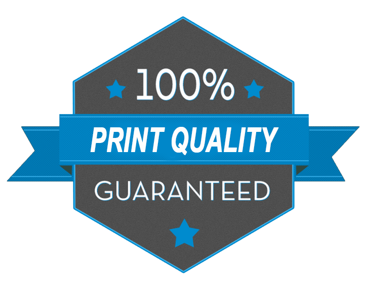 A sign that says 100 % print quality guaranteed