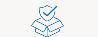 A box with a shield and a check mark on it.