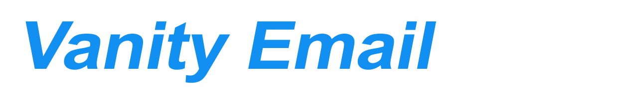 A blue vanity email logo on a white background