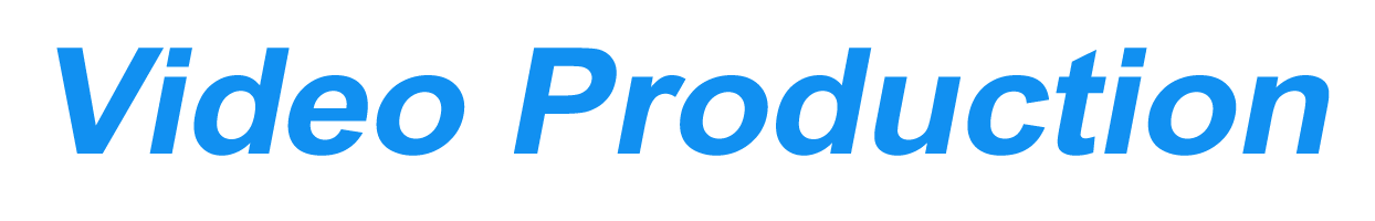 A blue video production logo on a white background