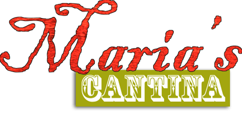 The logo for maria 's cantina is red and green