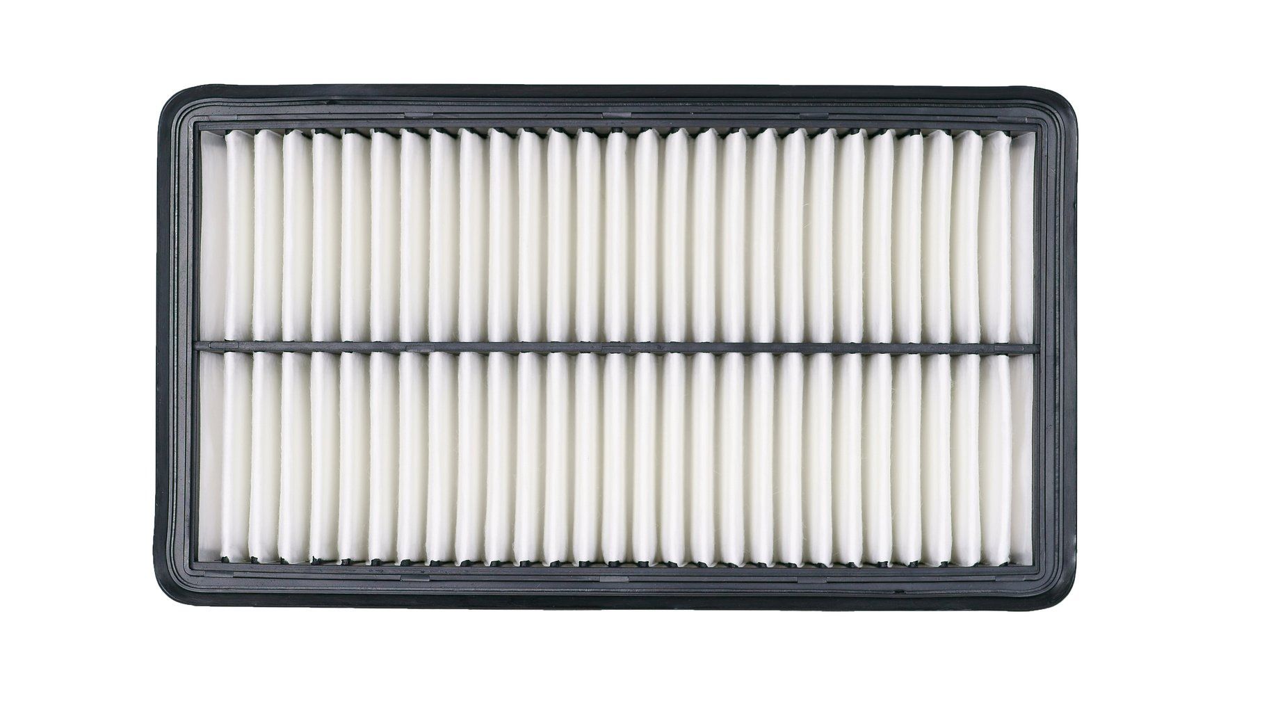 A white air filter with a black frame on a white background.