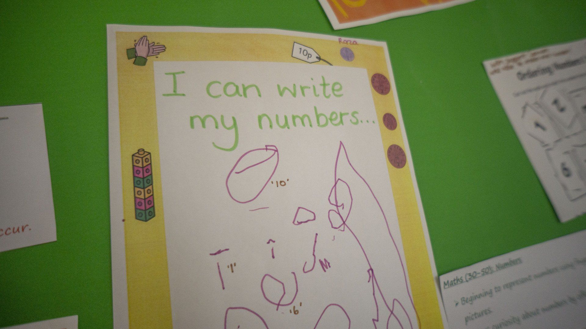 A child's drawing on paper: 