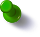 Green push pin casting a shadow.