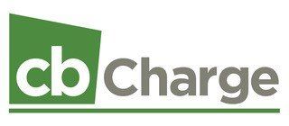Logo for cbCharge, with a green polygon shape and gray text on a white background.