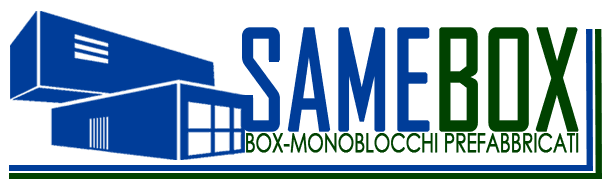 Un logo blu e verde per un'azienda chiamata samebox