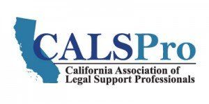 Logo of CALSPro, California Association of Legal Support Professionals, featuring a blue outline of California.